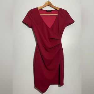 Asymmetric wrap bodycon dress